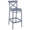 Luxury Commercial Living 41.75&#x22; Gray Solid X Accented Outdoor Patio Bar Stool